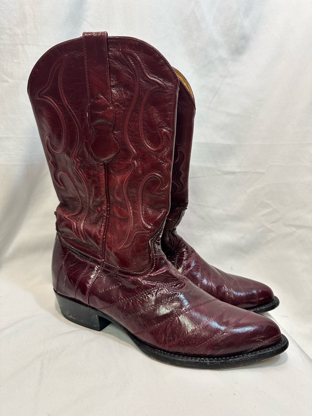 Los Altos Burgundy Leather Western Cowboy Boots
